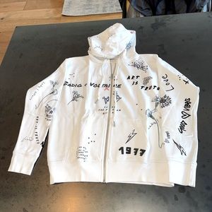 Zadig & Voltaire spencer tattoo zip front cotton hoodie.